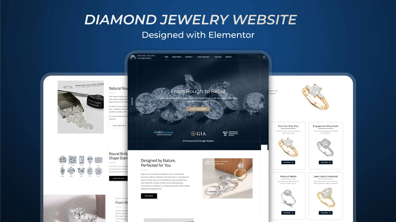 Diamond Jewelry website design with Elementor